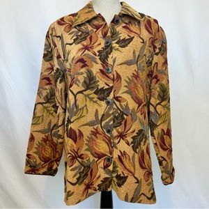 Vintage 90’s Robert Louis Women’s multi Floral Tapestry Jacket Sz M career